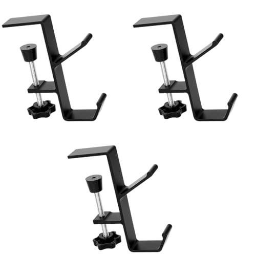 ZORBES® Underdesk Hook Hanger Metal Headphone Screw Mounted Aluminum Alloy Desk Dual Universal Adjustable Organizer for School Office 3 PCS ZORBES® Underdesk Hook Hanger Metal Headphone Screw Mounted Aluminum Alloy Desk Dual Universal Adjustable Organizer for School Office 3 PCS